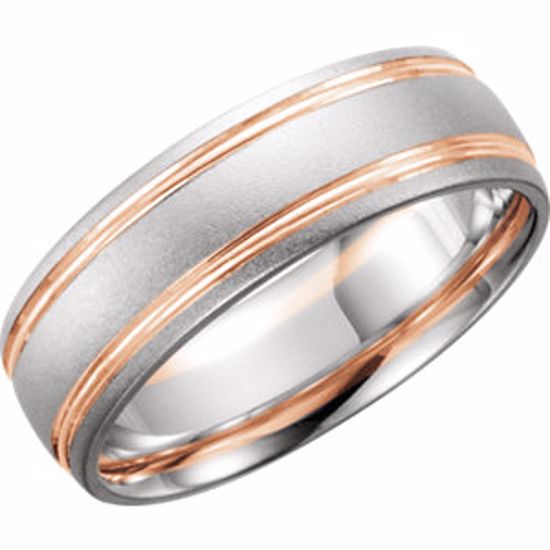 50240:254591:P 14kt White & Rose 7mm Band Size 8