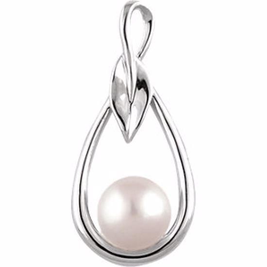 651045:101:P 14kt White 7mm Freshwater Cultured Pearl Pendant