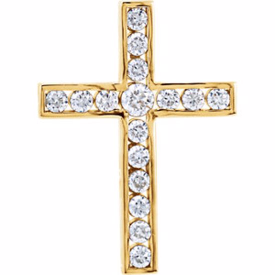 R42310:10090:P 14kt Yellow 3/4 CTW Diamond Cross Pendant