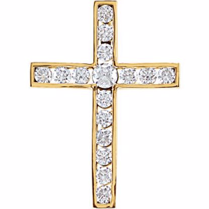 R42310:10210:P 14kt Yellow 1/2 CTW Diamond Cross Pendant