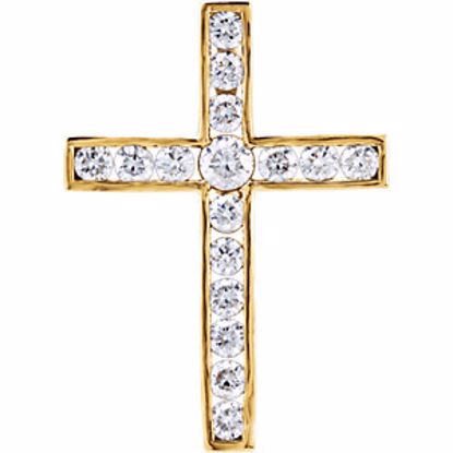 R42310:10170:P 14kt Yellow 1 CTW Diamond Cross Pendant