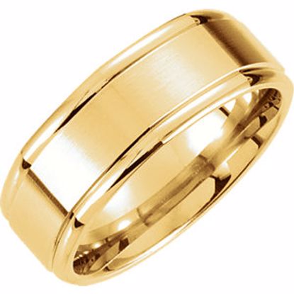 51186:107:P 14kt Yellow 8mm Fancy Carved Band Size 6.5