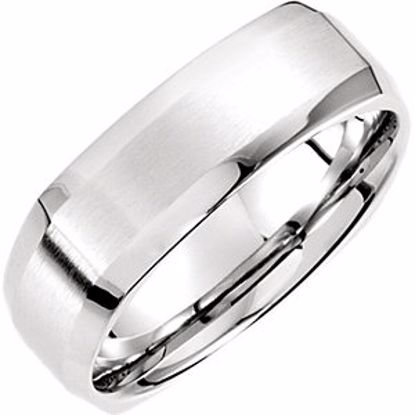 51184:2055:P 14kt White 7mm Beveled Edge Carved Band Size 5.5