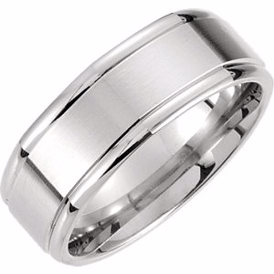 51186:123:P 14kt White 8mm Fancy Carved Band Size 4.5