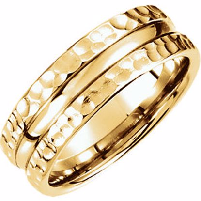 51188:129:P 14kt Yellow Fancy Carved Design Band Size 7