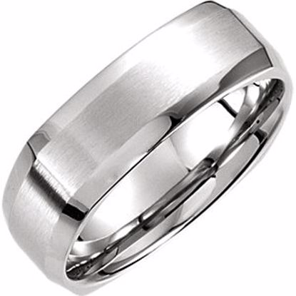 51185:137:P 14kt White 7mm Beveled Edge Carved Band Size 11.5