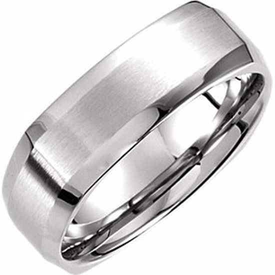 51185:139:P 14kt White 7mm Beveled Edge Carved Band Size 12.5