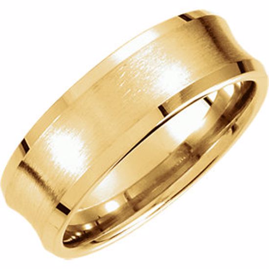 51190:217:P 14kt Yellow 7.5mm Fancy Beveled Edge Carved Band Size 11.5