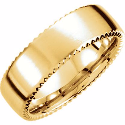 51193:1045:P 14kt Yellow  7.5mm Fancy Carved Band Size 4.5