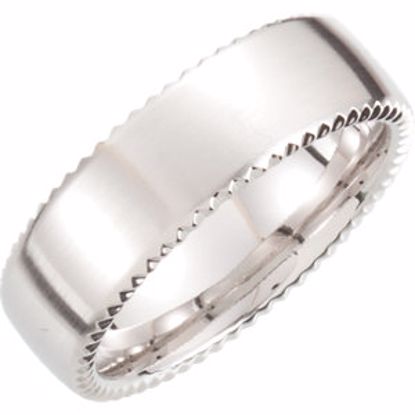 51193:204:P 14kt White  7.5mm Fancy Carved Band Size 4