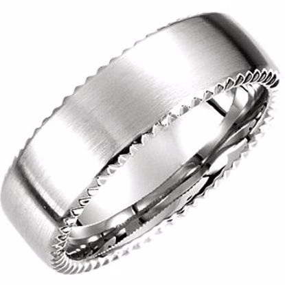 51193:20125:P 14kt White 7.5mm Fancy Carved Band Size 12.5