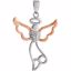 651060:100:P Sterling Silver 29x17.8mm Diamond Angel Pendant with Rose Gold Vermeil
