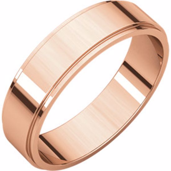 FE6:1965:P 14kt Rose 5mm Flat Edge Band