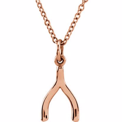 85801:1003:P 14kt Rose Wishbone 18" Necklace