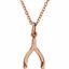 85801:1003:P 14kt Rose Wishbone 18" Necklace