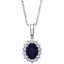 85654:70000:P 14kt White Chatham® Created Blue Sapphire & 1/3 CTW Diamond 18" Necklace
