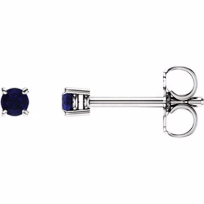 1874:70016:P 14kt White 2.5mm Round Blue Sapphire Earrings