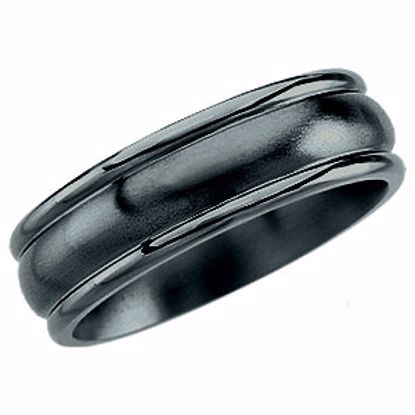 T901:1010:P Black Titanium 7.5mm Grooved Band Size 10