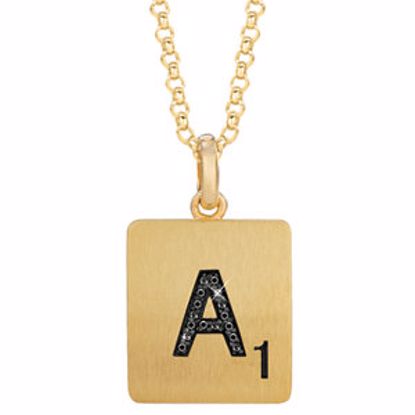 651121:158:P Gold Plated Sterling Silver .05 CTW Black Diamond Letter "A" 18" Necklace