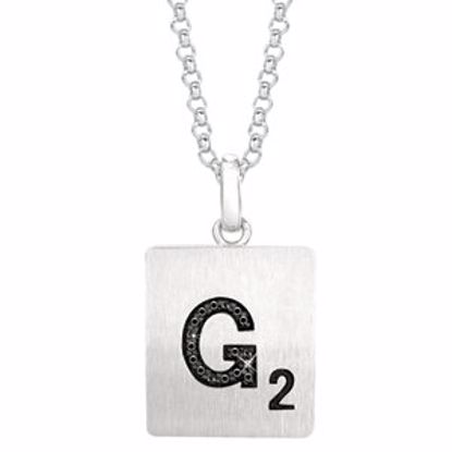 651121:139:P Sterling Silver .05 CTW Black Diamond Letter "G" 18" Necklace
