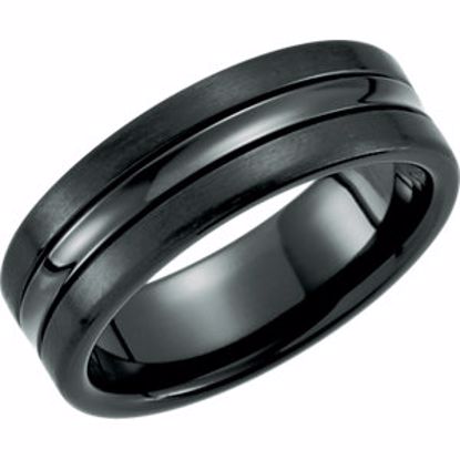 T1015:1010:P Black Titanium 7.5mm Grooved Band Size 10