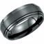 T1018:1010:P Black Titanium 8mm Double Ridged Band Size 10