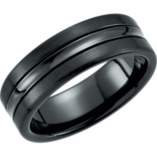 T1015:1012:P Black Titanium 7.5mm Grooved Band Size 12