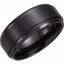T1021:1010:P Black Titanium 9mm Ridged Band Size 10