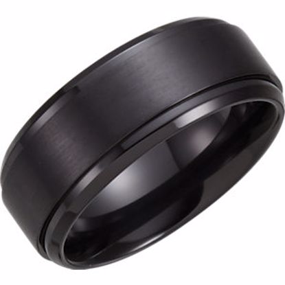 T1021:1013:P Black Titanium 9mm Ridged Band Size 13