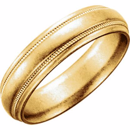 50108:102:P 10kt Yellow  6mm Milgrain Band Size 14