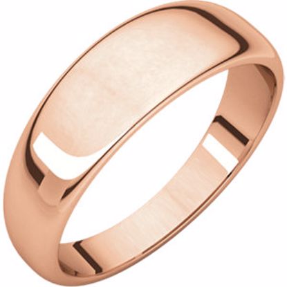 HRT8:165583:P 14kt Rose 6mm Half Round Tapered Band