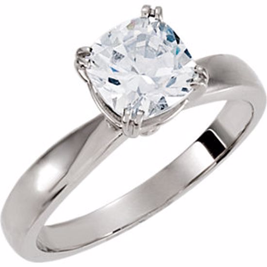 13124972:1002:P 10kt White 5mm Cushion Cubic Zirconia Solitaire Engagement Ring