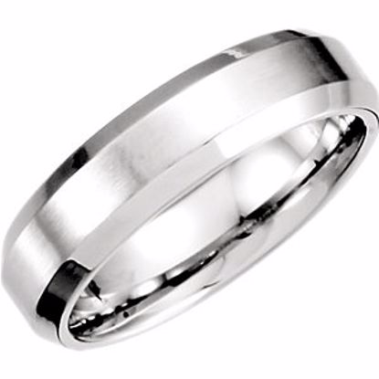 51213:108:P Platinum 6mm Beveled Edge Band with Satin Finish Size  7.5