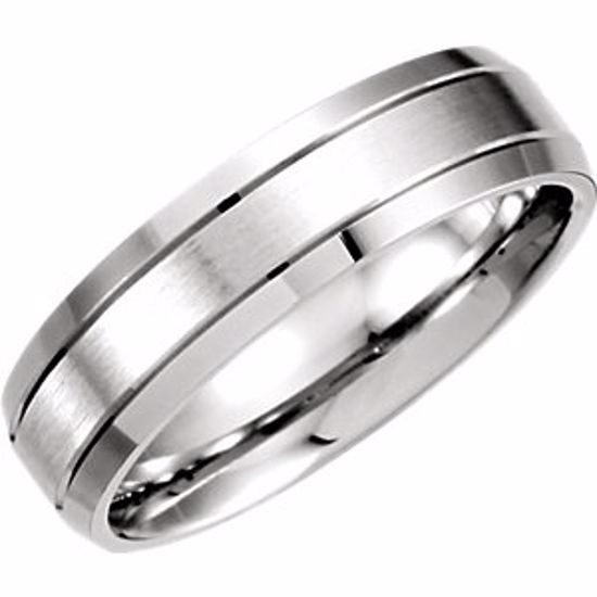 51213:101:P Platinum 6mm Beveled Edge Band with Satin Finish Size  4