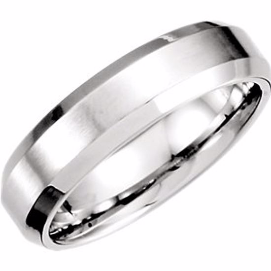 51213:105:P Platinum 6mm Beveled Edge Band with Satin Finish Size  6