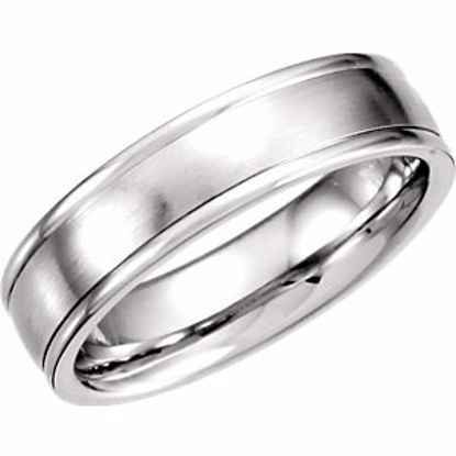 51207:111:P Platinum 6mm Fancy Carved Band with Satin Finish Size 9