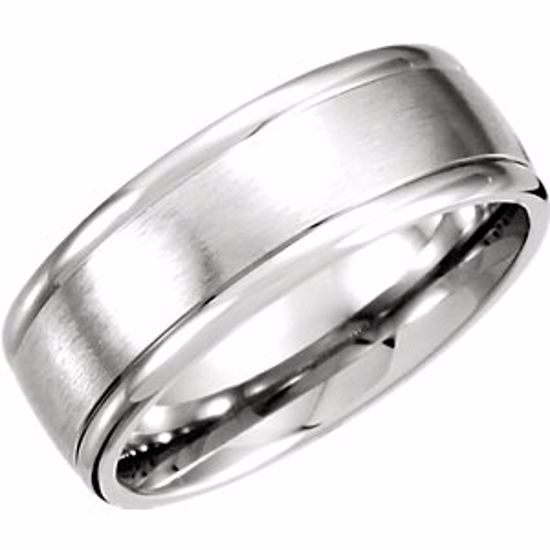 51214:112:P Platinum 8mm Fancy Carved Band with Satin Finish Size 9.5