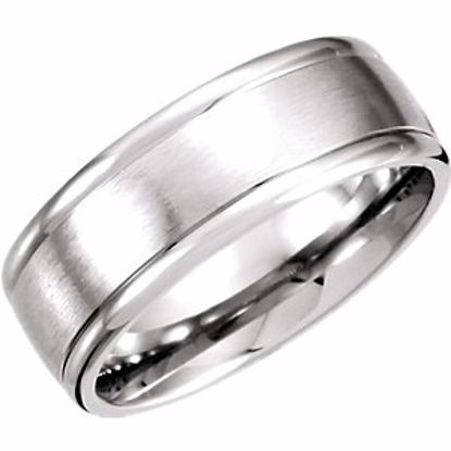 51214:114:P Platinum 8mm Fancy Carved Band with Satin Finish Size 11