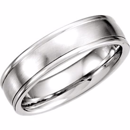 51207:110:P Platinum 6mm Fancy Carved Band with Satin Finish Size 8.5