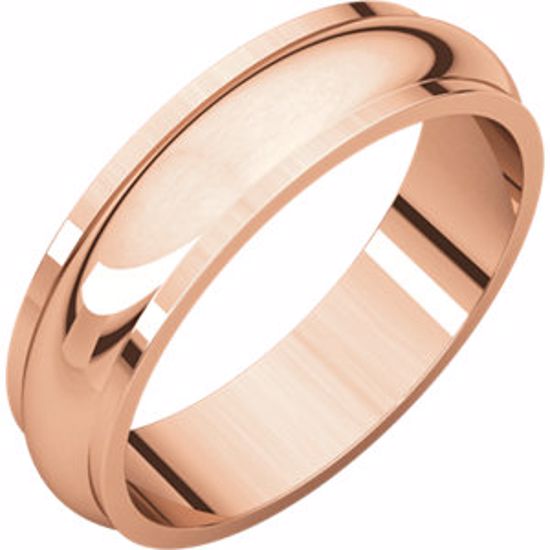 HRE9:32984:P 14kt Rose 5mm Half Round Edge Band