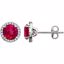 651302:70007:P 14kt White Created Ruby & 1/8 CTW Diamond Earrings