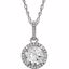 651301:70009:P 14kt White Created White Sapphire & 1/10 CTW Diamond 18" Necklace