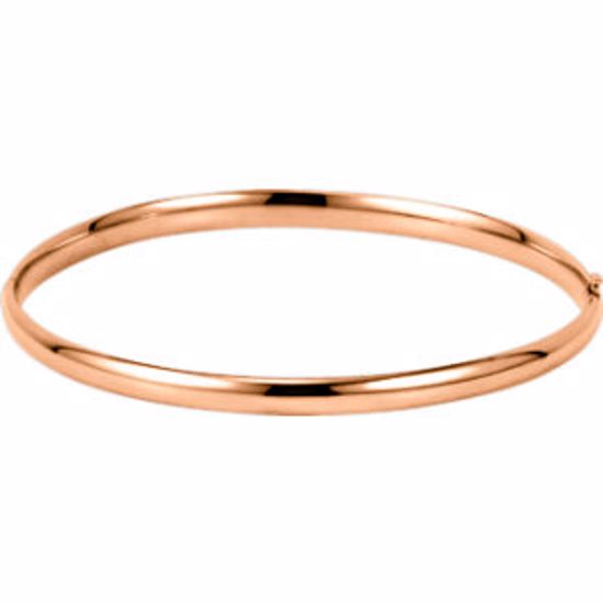 BRC180:239015:P 14kt Rose 4mm Hinged Bangle Bracelet