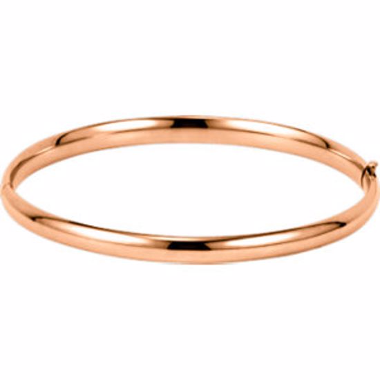 BRC181:240493:P 14kt Rose 4.75mm Hinged Bangle Bracelet
