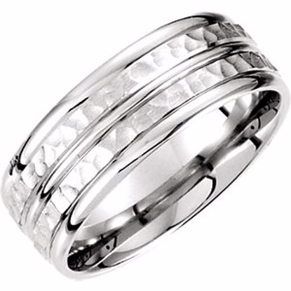 51182:190:P Platinum 8mm Fancy Carved Band Size 7