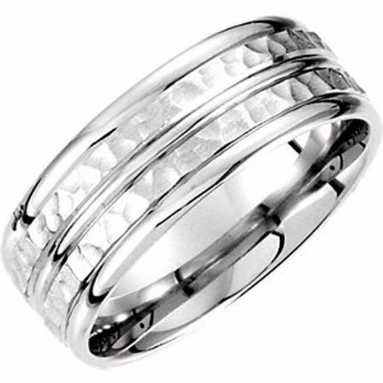 51182:195:P Platinum 8mm Fancy Carved Band Size 9.5