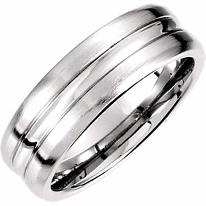 51183:185:P Platinum 7.5mm Fancy Carved Band Size 4.5