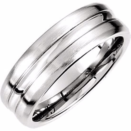 51183:195:P Platinum 7.5mm Fancy Carved Band Size 9.5