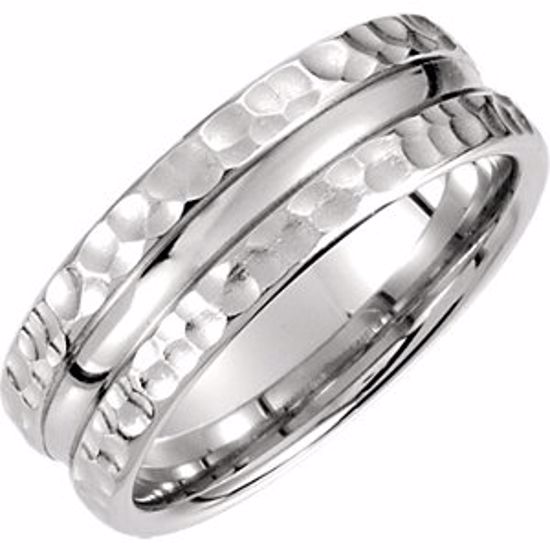 51188:193:P Platinum 7.5mm Fancy Carved Band Size 8
