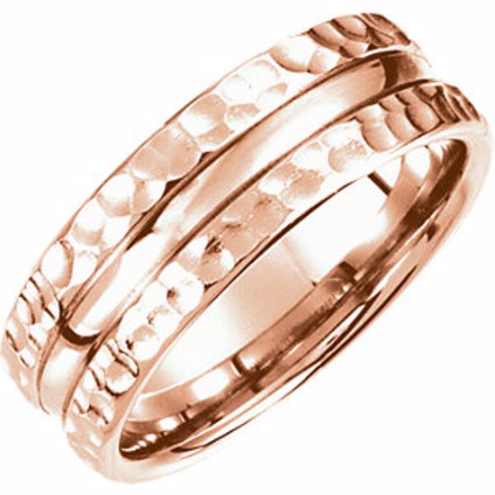 51188:160:P 14kt Rose 7.5mm Fancy Carved Band Size 12.5